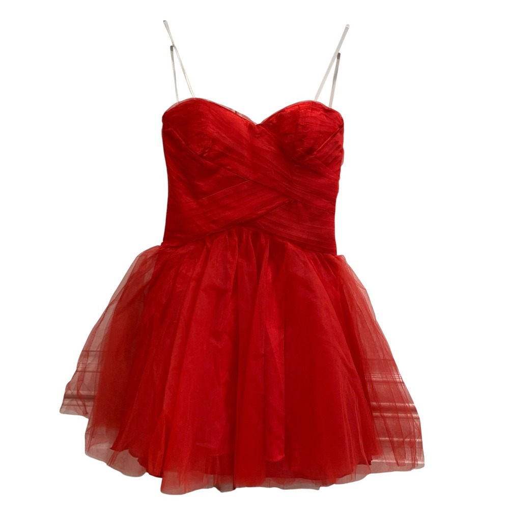 Roberta Red Strapless Tulle Party Mini Dress Size 9 Sweetheart Formal Prom